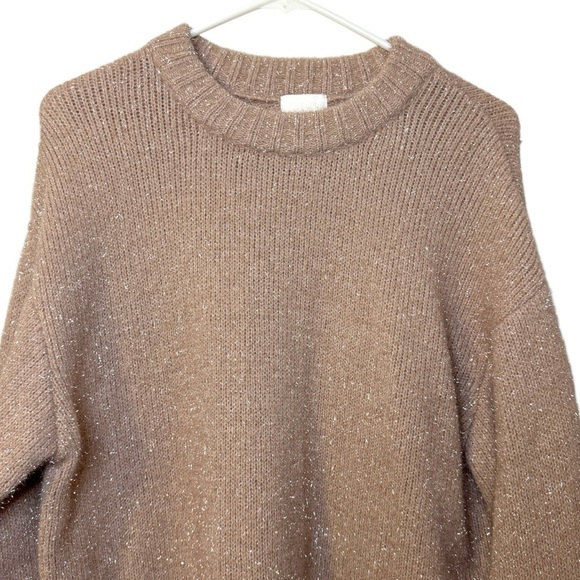 H&M shimmer Knit sweater womens medium pink beige - Picture 3 of 8